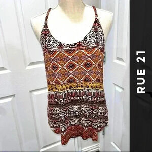 Racerback printed tank with back detailing NWT by RUE 21